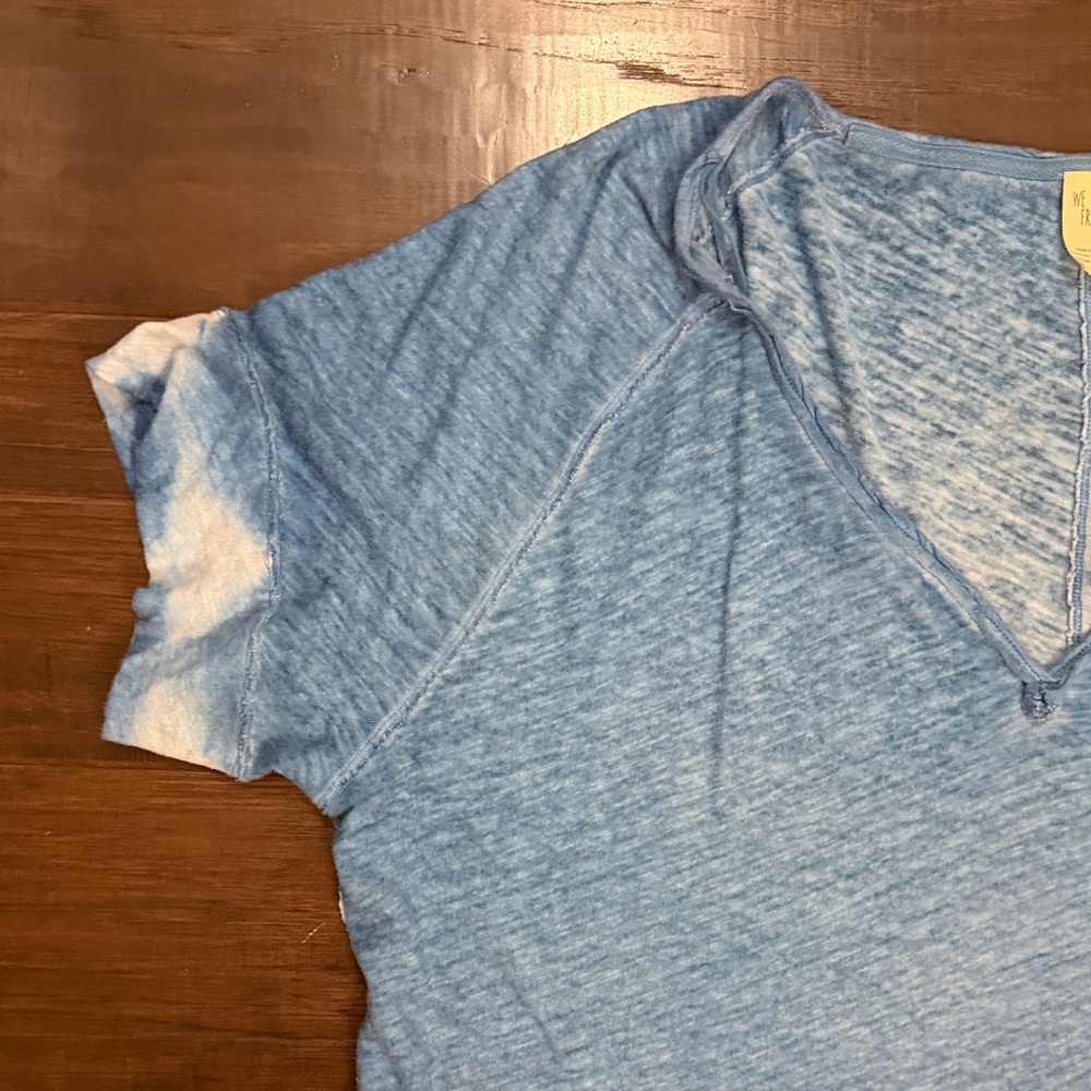 We The Free Light Blue High-Low V-Neck Dress Oversized Tee Beach Swim - Picture 3 of 10